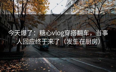 今天爆了：糖心vlog穿搭翻车，当事人回应终于来了（发生在厨房）