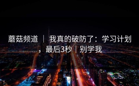 蘑菇频道 ｜ 我真的破防了：学习计划，最后3秒｜别学我