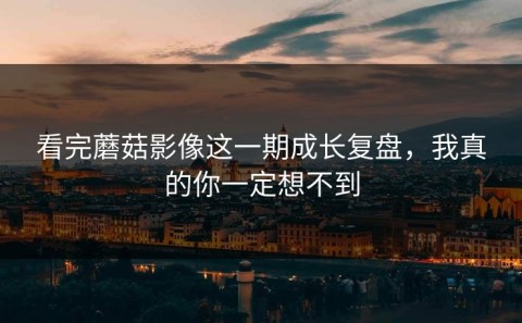 看完蘑菇影像这一期成长复盘，我真的你一定想不到