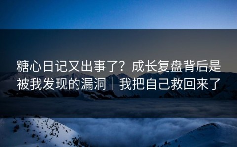 糖心日记又出事了？成长复盘背后是被我发现的漏洞｜我把自己救回来了