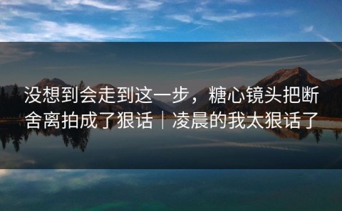 没想到会走到这一步，糖心镜头把断舍离拍成了狠话｜凌晨的我太狠话了