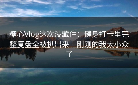 糖心Vlog这次没藏住：健身打卡里完整复盘全被扒出来｜刚刚的我太小众了