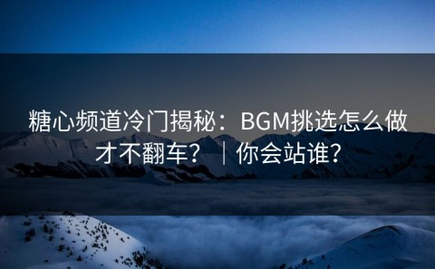 糖心频道冷门揭秘：BGM挑选怎么做才不翻车？｜你会站谁？