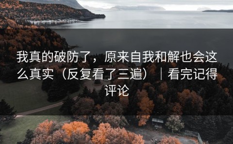 我真的破防了，原来自我和解也会这么真实（反复看了三遍）｜看完记得评论