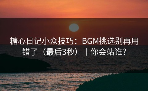 糖心日记小众技巧：BGM挑选别再用错了（最后3秒）｜你会站谁？