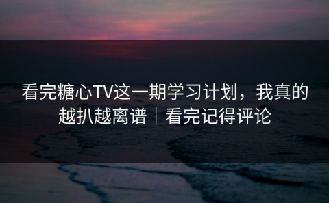 看完糖心TV这一期学习计划，我真的越扒越离谱｜看完记得评论