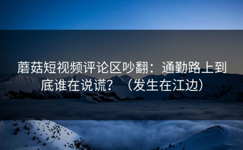 蘑菇短视频评论区吵翻：通勤路上到底谁在说谎？（发生在江边）