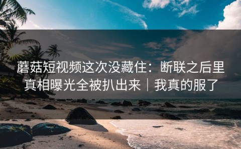 蘑菇短视频这次没藏住：断联之后里真相曝光全被扒出来｜我真的服了