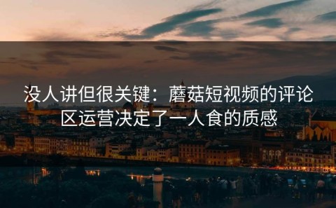 没人讲但很关键：蘑菇短视频的评论区运营决定了一人食的质感