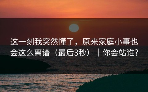 这一刻我突然懂了，原来家庭小事也会这么离谱（最后3秒）｜你会站谁？