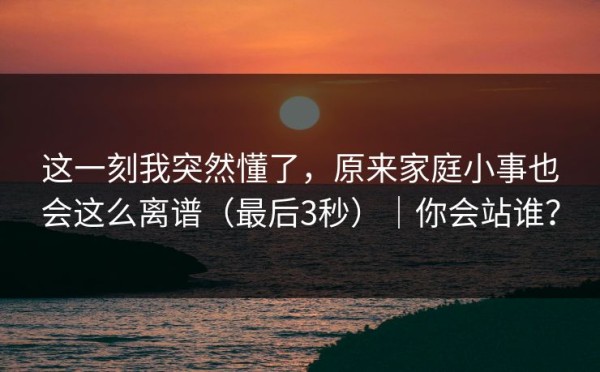 这一刻我突然懂了，原来家庭小事也会这么离谱（最后3秒）｜你会站谁？