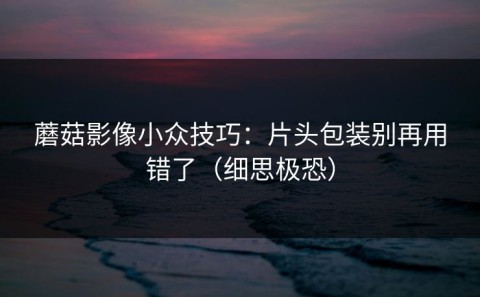 蘑菇影像小众技巧：片头包装别再用错了（细思极恐）