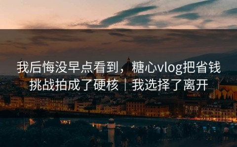 我后悔没早点看到，糖心vlog把省钱挑战拍成了硬核｜我选择了离开