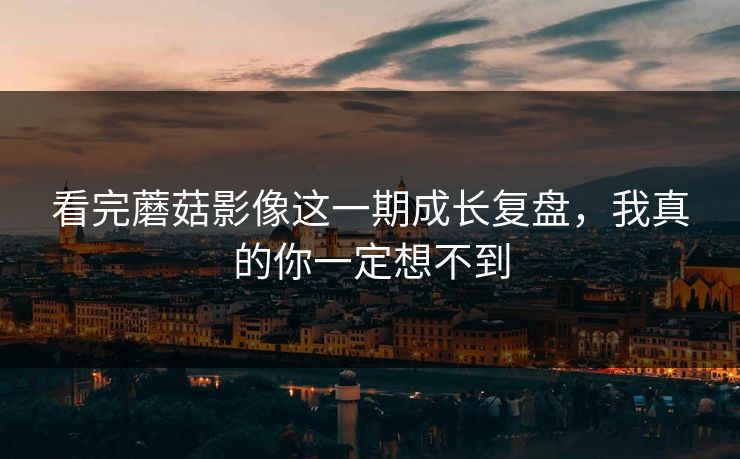 看完蘑菇影像这一期成长复盘，我真的你一定想不到