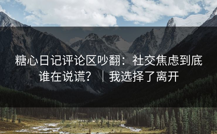 糖心日记评论区吵翻：社交焦虑到底谁在说谎？｜我选择了离开