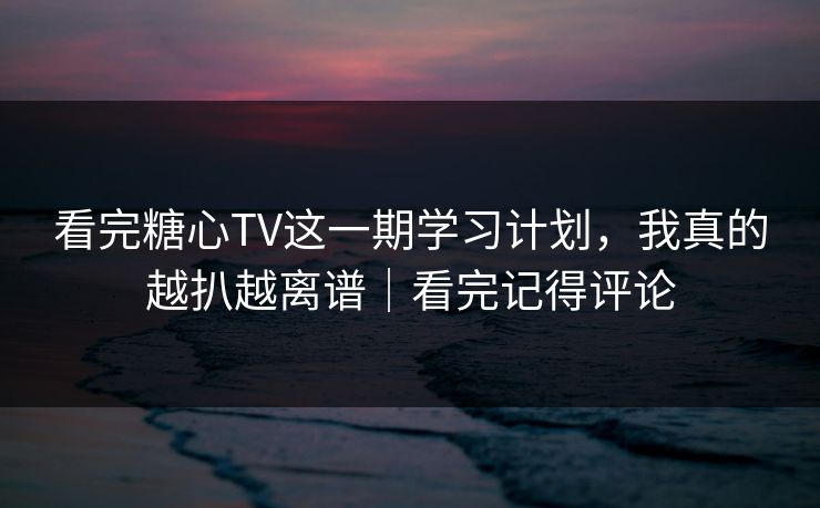 看完糖心TV这一期学习计划，我真的越扒越离谱｜看完记得评论