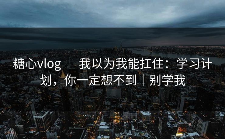 糖心vlog ｜ 我以为我能扛住：学习计划，你一定想不到｜别学我
